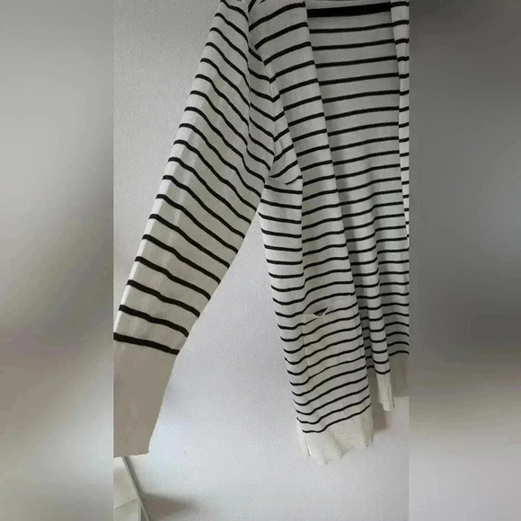 Nine west high slit duster long cardigan, size pxxl or XL, black/white - Picture 3 of 7